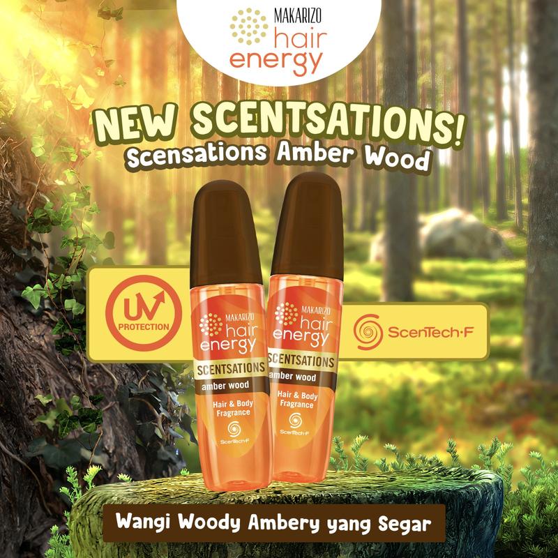 Makarizo Hair Energy Scentsations Hair Fragrance Amber Wood 100 mL Parfum Rambut / Perfume Wangi 1