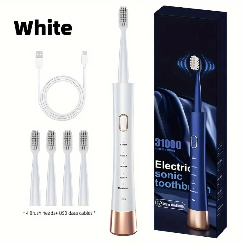 Electric Toothbrush Set, 1 Count USB Rechargeable Sonic Toothbrush & 4 Brush Heads, Oral Care Toothbrush for Adults 7