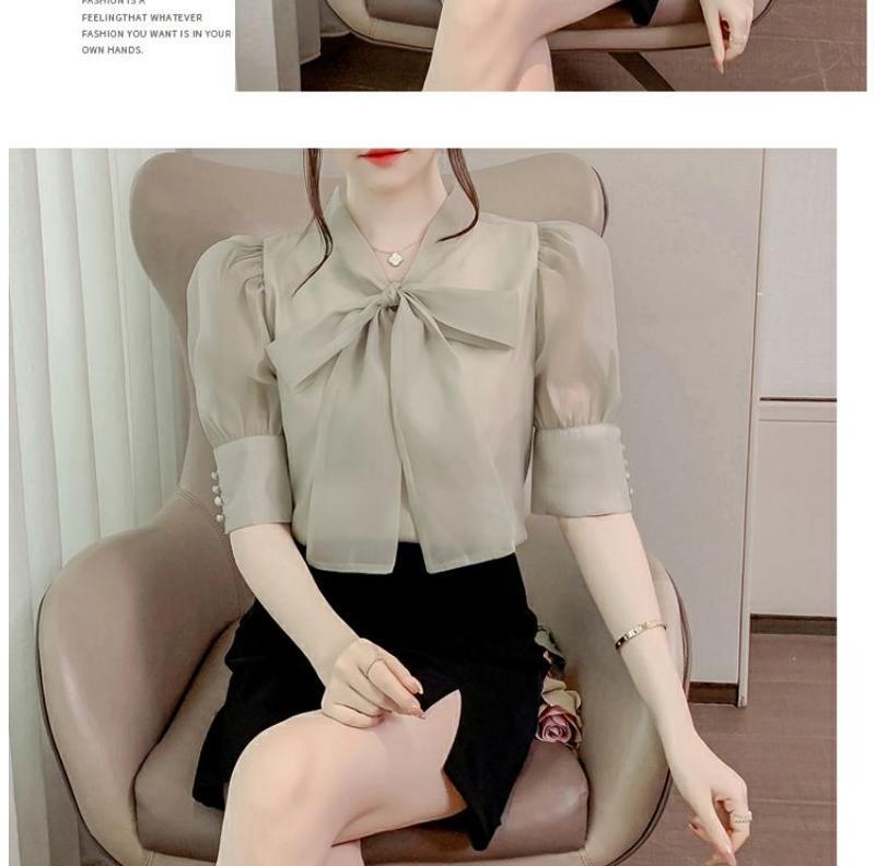 Product Introduction of Áo Tay Phồng, Váy Cao Cấp Mùa Hè Cho Nữ, Thiết Kế Đẹp, Phong Cách Pháp Sang Trọng Độc Đáo Áo Voan Nơ 40