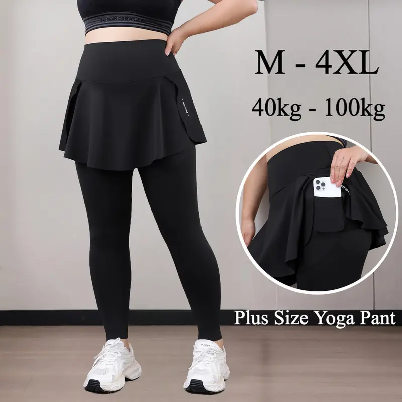 Quần Thể Thao Ngoại Cỡ Cho Nữ, Có Túi, Thiết Kế Hai Lớp Giả, Thích Hợp Chạy Bộ, Đạp Xe Và Các Hoạt Động Ngoài Trời Khác, Quần Cá Mập, Cạp Cao, Thích Hợp Tập Luyện, Thể Dục, Cầu Lông, Quần Vợt Và Yoga, Quần Legging Sport Trang Phục Đồng Tập Gym 0