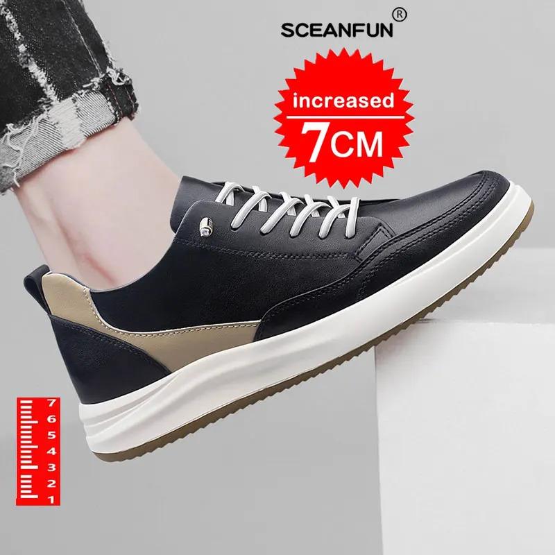 Giày Tăng Chiều Cao Vô Hình, Dành Cho Nam, Da Thật, Giày Thể Thao Đi Bộ Thường Ngày Chiều Cao 7cm, Sapato Nam, Thiết Kế Mùa Thu 3