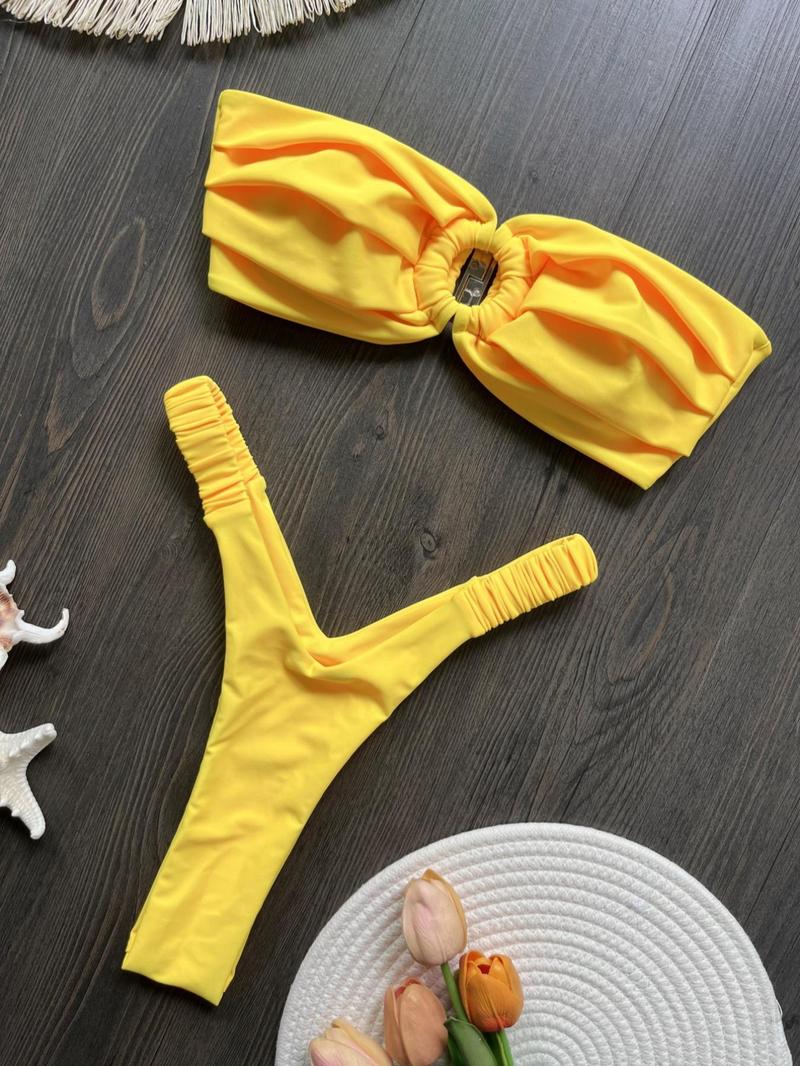 Product Introduction of Two-Piece Set Women's Bikini Set, Casual Swim Top & Swim Bottom Two-piece Swimsuit for Beach Holiday Vacation, Ladies Swimwear for All Seasons 3