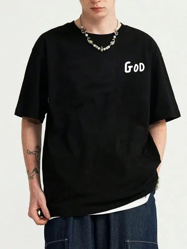 Men's Regular Fit Slogan Print Round Neck Sleep Tops, Casual Comfy Short Sleeve Tee for Daily Home Wear, Men Sleepwear for All Seasons 3