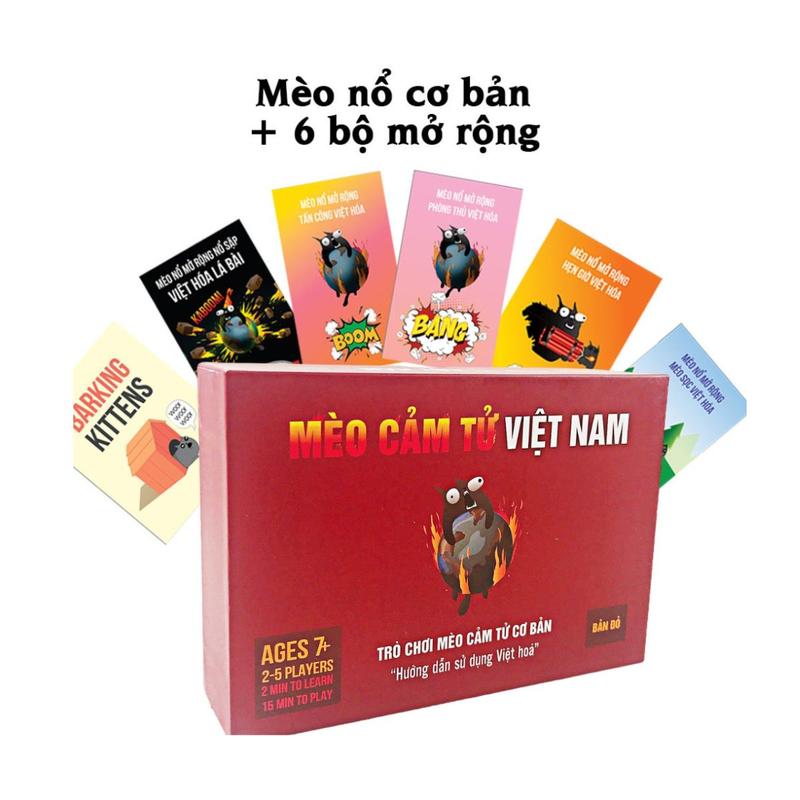 Combo Board Game Mèo Nổ Exploding Kittens cơ bản và 6 bản mở rộng việt hóa