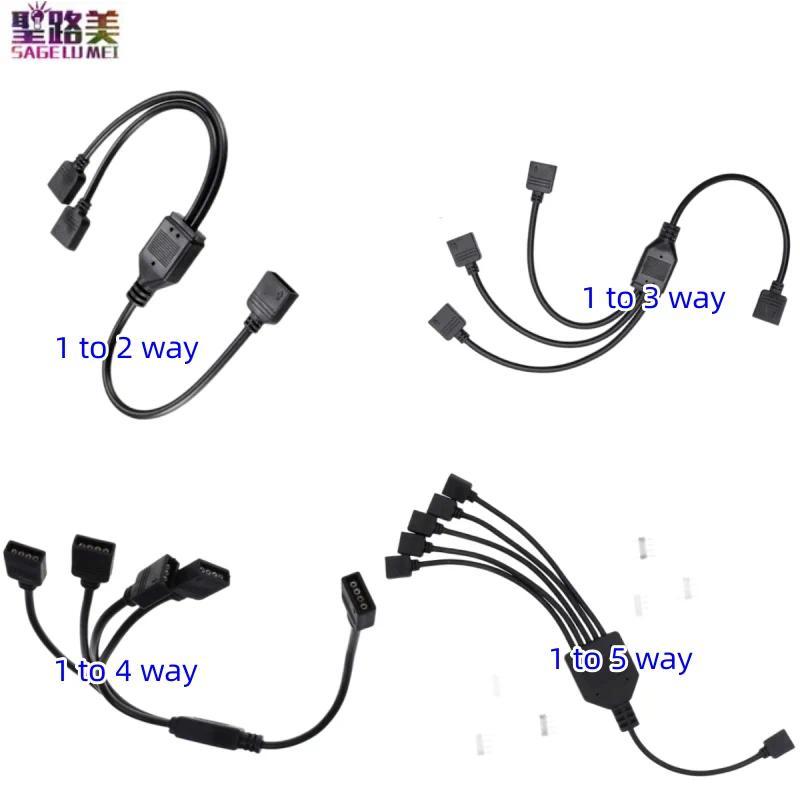 Product Introduction of 1 to 2 3 4 5Way Spliter 4PIN RGB Extension Cable Female To Male DC12V Y-Shape Extend Wire Cord for 5050 2835 Led RGB Light Strip 19