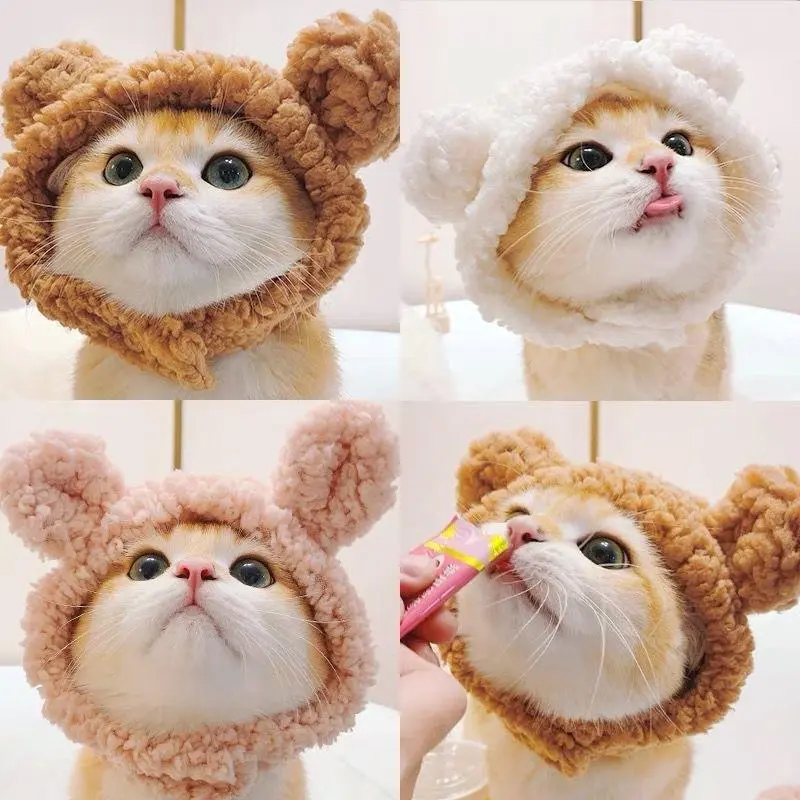Mũ Mèo Thú Cưng, Mũ Đội Đầu Cho Chó, Mũ Tai Gấu Vui Nhộn Tai Nhồi Bông Ngắn Ấm Áp, Đồ Dùng Thú Cưng, Thích Hợp Cho Bữa Tiệc Và Cosplay Giáng Sinh, Phụ Kiện Thú Cưng Nhỏ Hàng Mới Về
