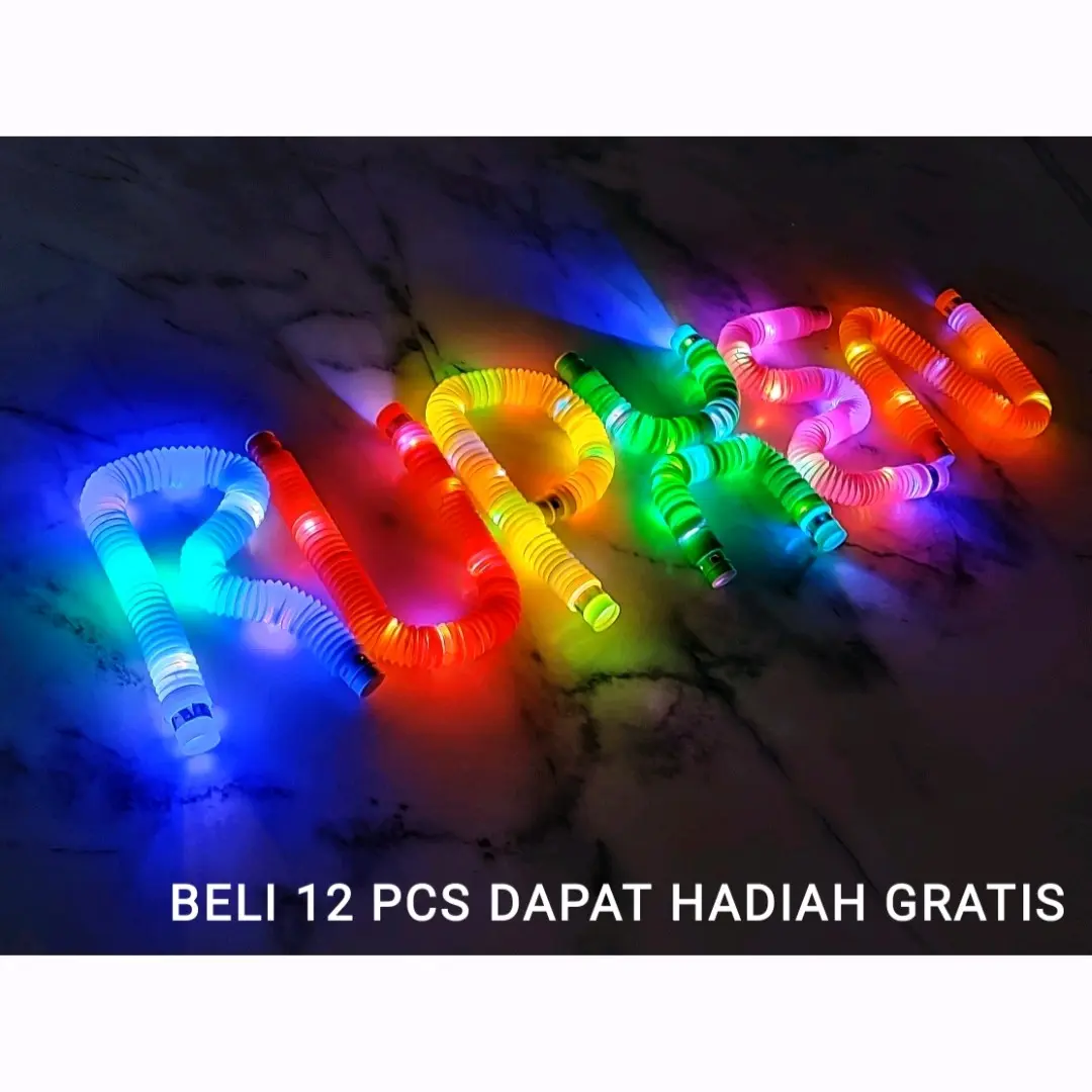 RPN Pop Light Led Color Tubes Pipes Mainan Pipa Lekuk Bengkok Lampu Led Warna-Warni Kelap Kelip