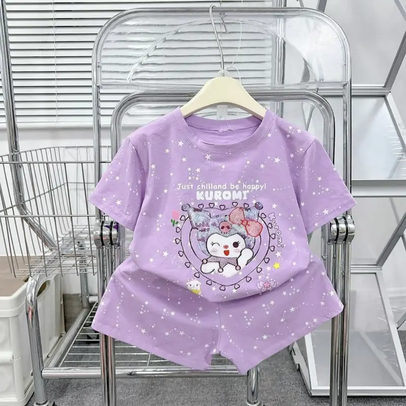 [Hanashop][11-52kg] Đồ bé gái, set bộ quần áo cộc tay cho bé hình BABY THREE tràn viền NGÔI SAO  chất cotton mịn mát 2