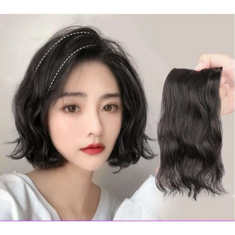 Short Water Ripple Hair Extension Hairpiece Pad Invisible Wave Curly Hair Wig Pad High Hair Root Increase For Women(25cm 35cm)