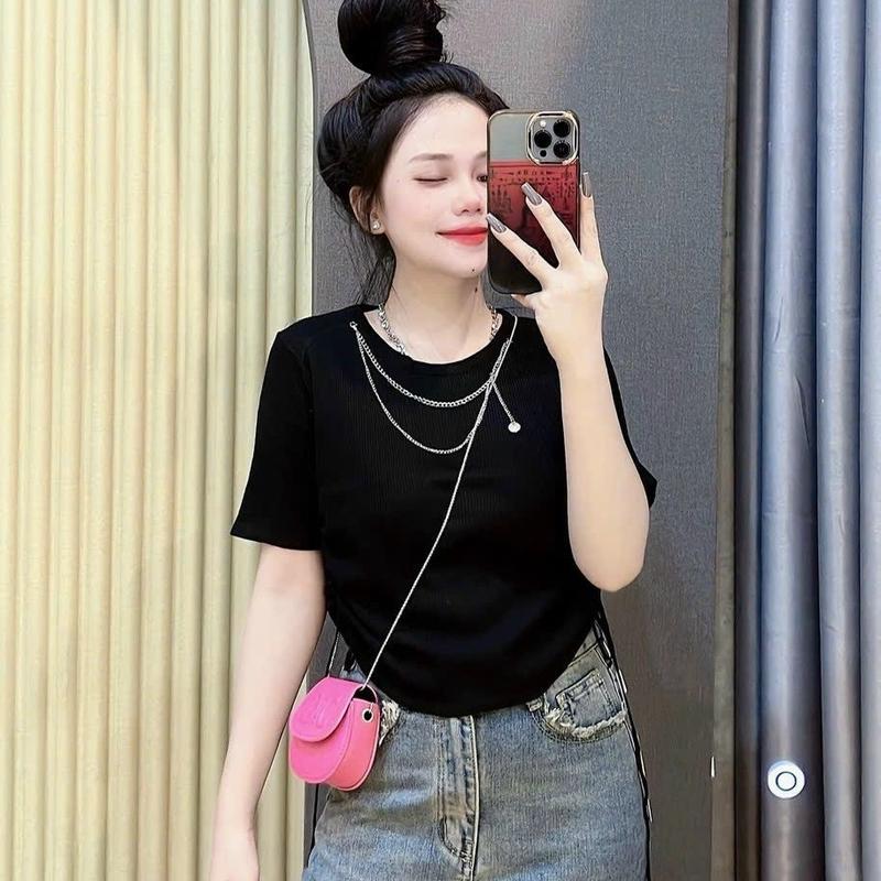 Áo cổ tròn sọc có rút eo 2 bên hông Ôm gọn Kẻ sọc (LUNA STORE) Top Nữ 3