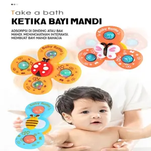 Suckers Spin Mainan Anak-anak Bayi Pendidikan Awal Pendidikan Bayi 0-3 Tahun / IQ Angel 3in1 Spinner Motif Serangga 3PCS/Set Toys