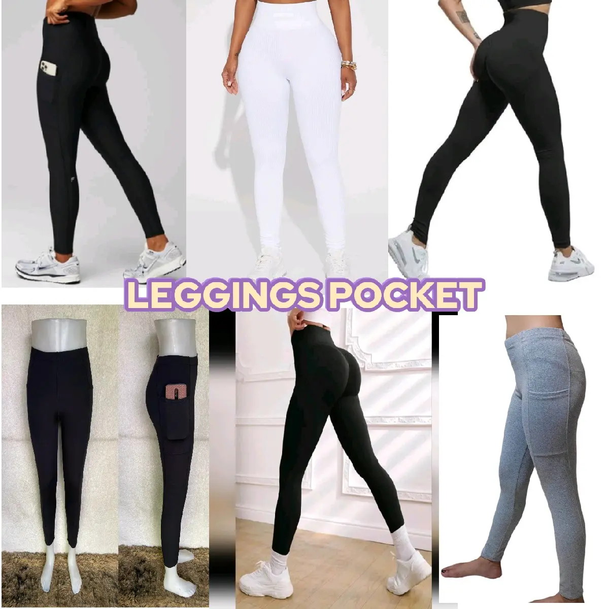 LEGGINGS WITH TWO SIDE POCKET Plain and highwaist makapal ang tela