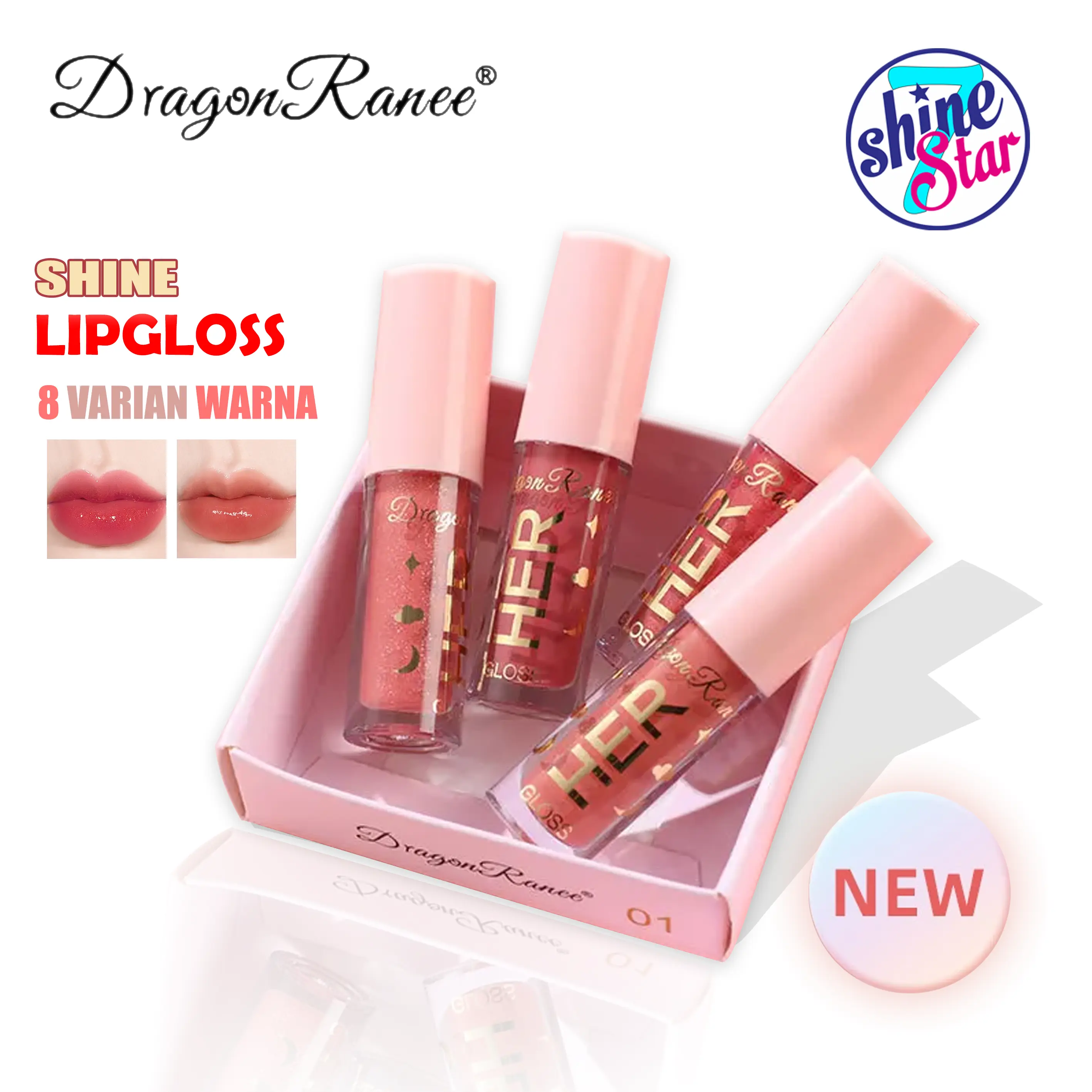 Her Dragon Ranee Lip Gloss Lipstik Liquid Cair 8 Warna Moisturizing Waterproof Lipstick