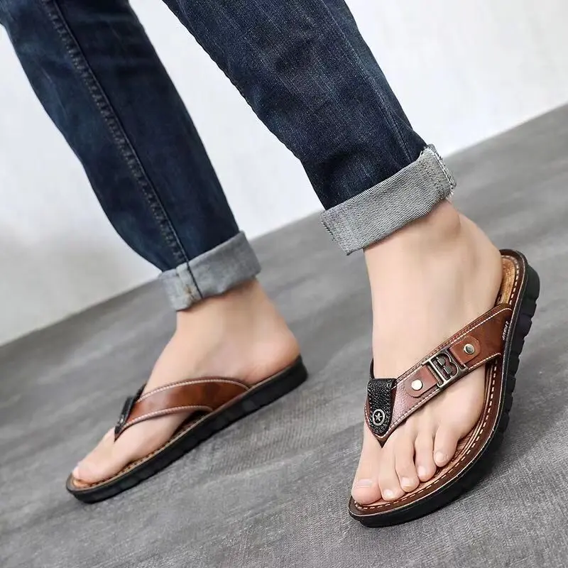 Dép Xỏ Ngón Nam, Hàng Mới Về Mùa Hè, Có Thể Đeo Ngoài Trời, Đế Dày Chống Trượt, Đế Mềm, Chống Mài Mòn, Dép Đi Biển Thường Ngày Phong Cách Hàn Quốc, Bảo Vệ Chân Thoải Mái