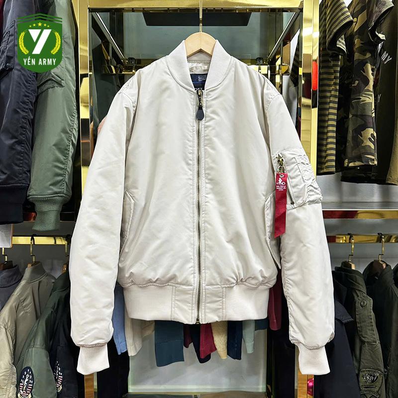  Áo Khoác Pilot Bomber DAFEILI Nam Trơn Chần Bông 3 Lớp Màu Trắng Kem - Mã MA-1 