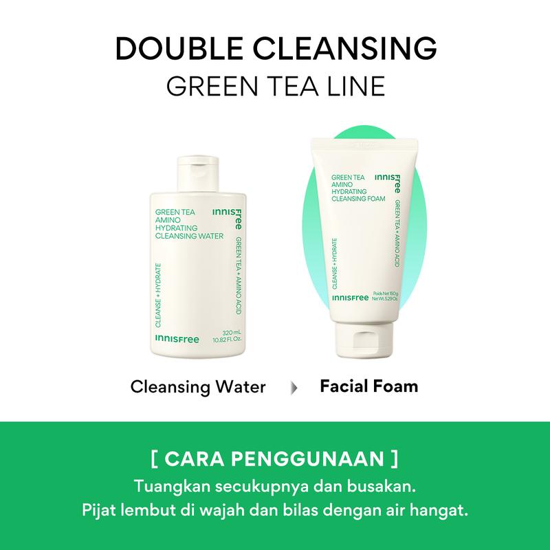 Innisfree Green Tea Amino Hydrating  Cleansing Foam 150g / Sabun Pembersih Wajah untuk Kulit Kering 3