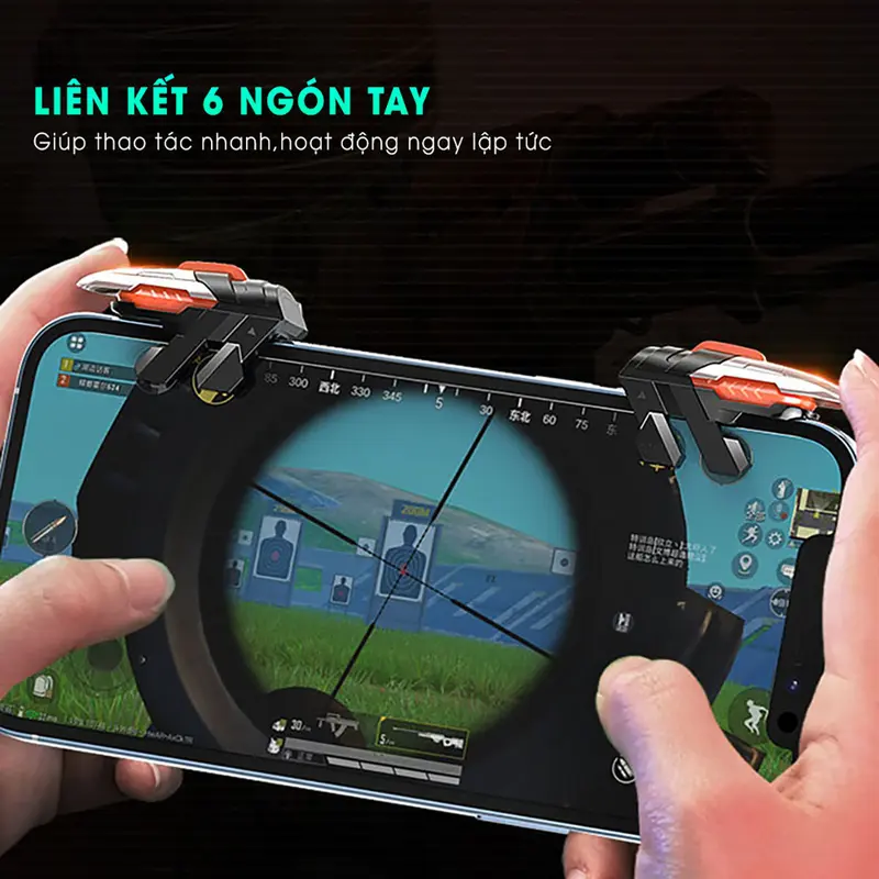 Tay cầm chơi game điện thoại MEMO AK06 gaming nút auto tap 4 chế độ hỗ trợ ghìm tâm chơi game thao tác 6 ngón pubg ff fps dễ dàng Chơi Điện Tử 3