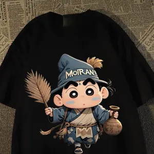 Kaos Lengan Pendek Gaya Jepang Jigong Crayon Shin-chan untuk Pria dan Wanita Pasangan, Atasan Lengan Pendek Longgar, Kaos Leher Bulat Pria, Kaos yang Dapat Dicuci, Unisex, Nyaman, Cocok untuk Semua Musim, Longgar