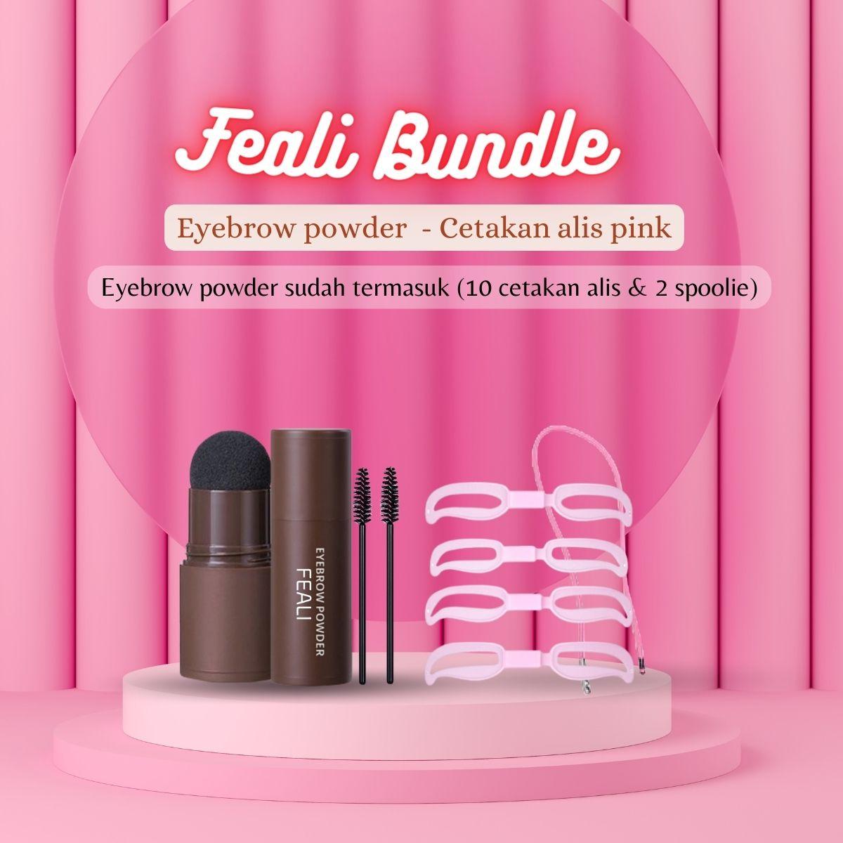 FEALI Bundle 2pcs Set Make Up-(cetakan alis pink + eyebrow powder) Foundation Kosmetik