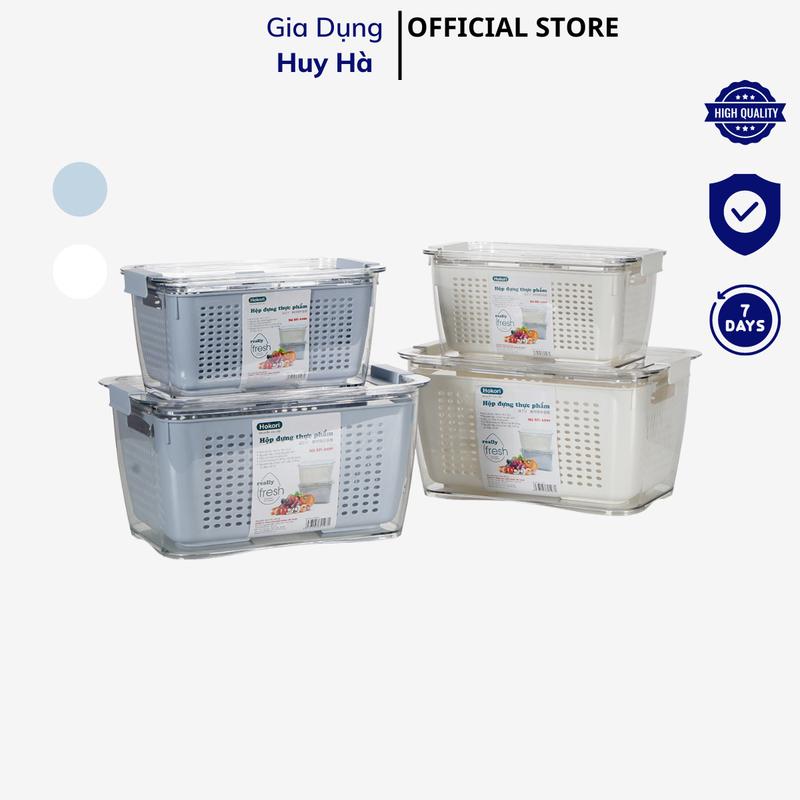 Hộp đựng thực phẩm 2 lớp cao cấp kèm rổ thoát khí, nước. Hộp bảo quản thực phẩm để tủ lạnh có khóa, bảo quản rau củ 6588+6589