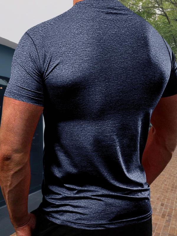 Men's Solid Round Neck Short Sleeve Tee, Regular Fit Casual Breathable Quick Drying Crew Neck T-Shirt for Summer, Fashion Men's Top for Daily Wear 8