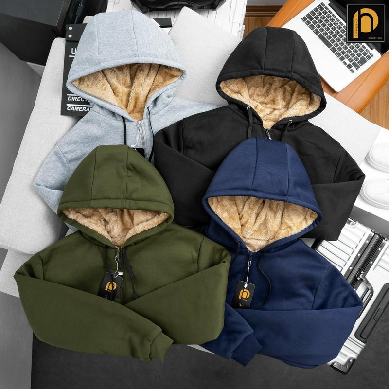Áo khoác nỉ lót lông cừu nam nữ, áo hoodi nam nữ phong cách thời trang