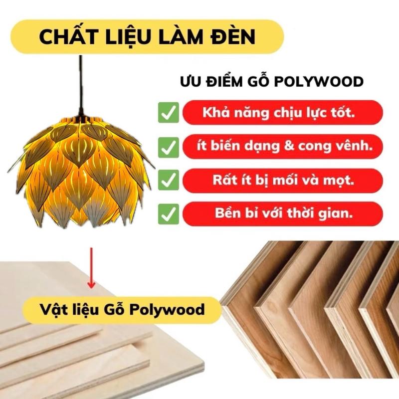 Đèn Thả Gỗ Trang Trí Decor Bông Sen 2T WORKSHOP DT30 3