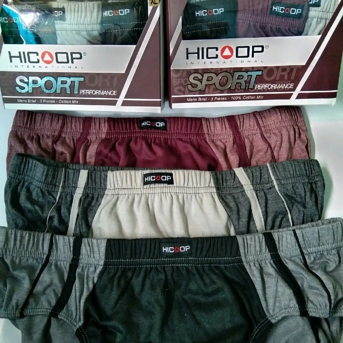 Celana dalam pria hicoop sport 3in1/sekotak isi 3pcs size M L XL warna sesuai foto