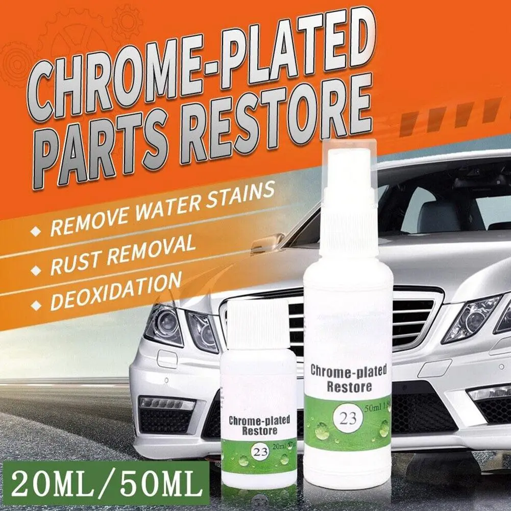 1Pc 20ML/50Ml Chrome Plate Retreading Agent Car Logo Rust Removal Spray Cleaner Chrome Refurbishment Polishing Tool Car Care