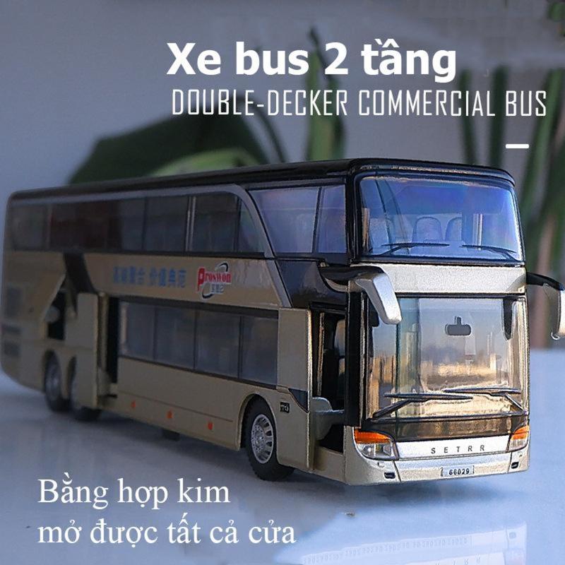 Mô hình xe bus 2 tầng đường dài chở khách bằng hợp kim có nhạc và đèn mở được tất cả cánh cửa Đồ Chơi Toy