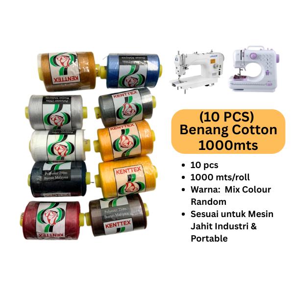 (10unit)benag jahit baju/benang cotton 1000mts mix colour benang ...