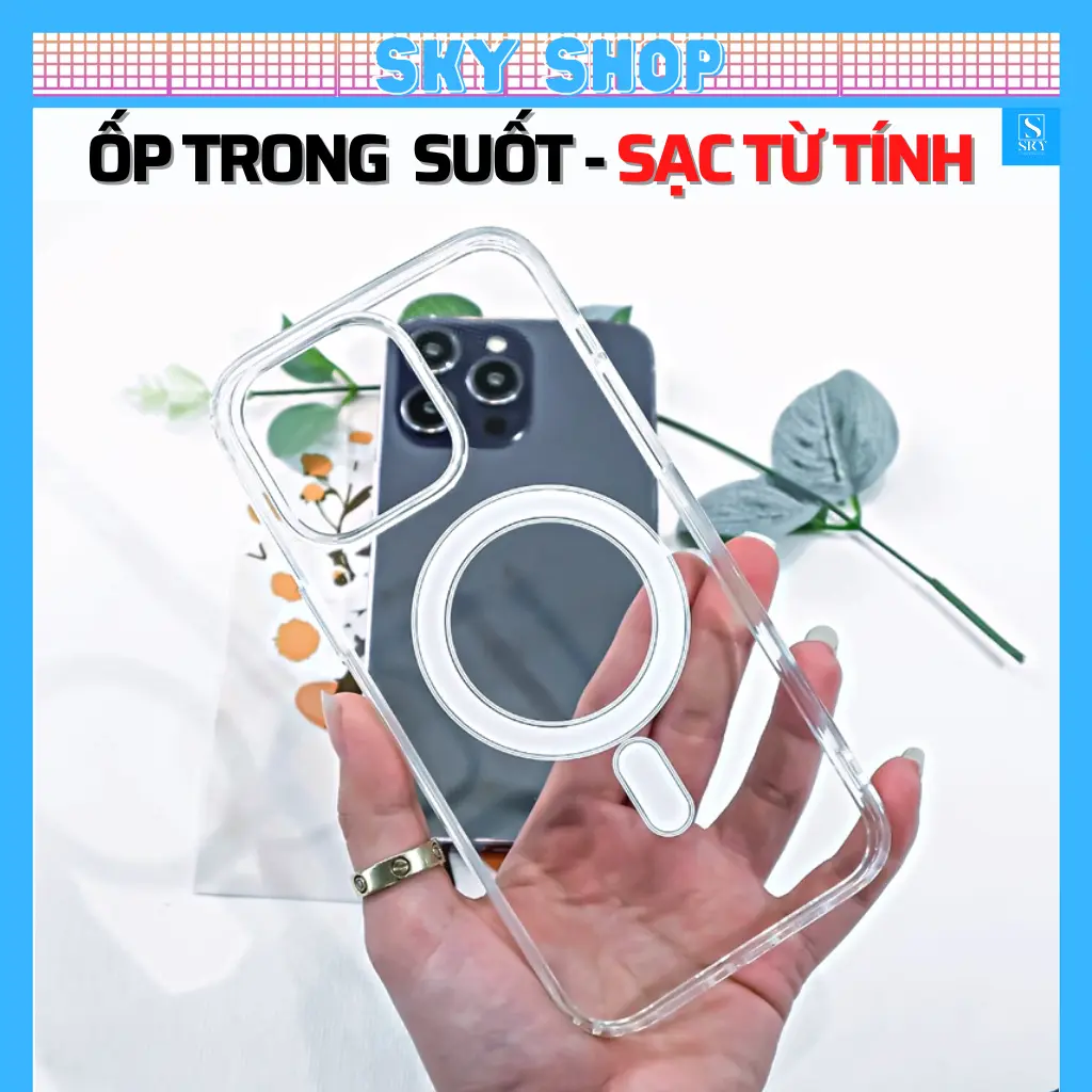 Ốp lưng iPhone trong suốt chống sốc - Hỗ trợ sạc không dây cho iphone 11 pro max 12 pro max 13 pro max 14 pro max 15 pro max 15 plus 16 Pro Max 16 Plus 17 ProMax 17 Air 17 Plus