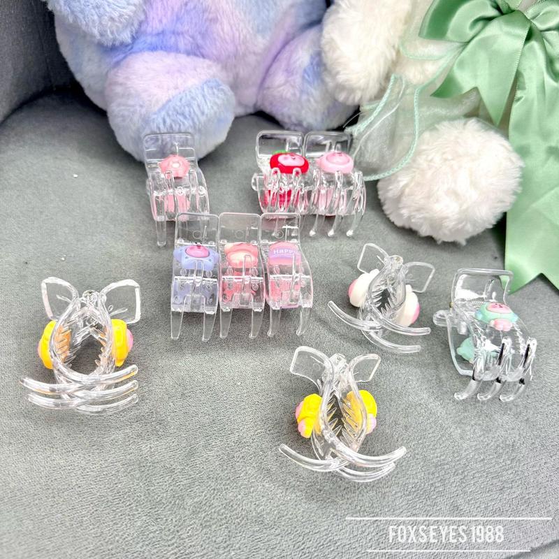 Set 5 10 Kẹp Càng Cua Loopy 3 Răng 5 Răng Đính Charm Màu Hồng Không Gãy Không Đau Tóc Phụ Kiện Tóc Nữ Xu Hướng Cài Tóc Voi