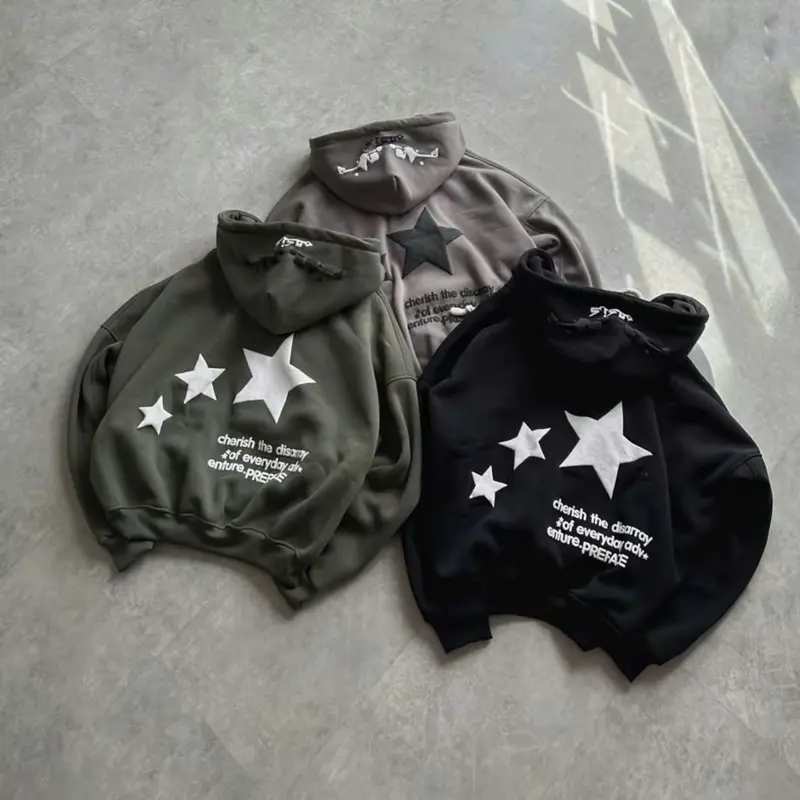 Áo Khoác Nỉ In Nổi - Áo Khoác Form Rộng Khoá Kéo 2 Đầu Nam Nữ Unisex TAHO Basic Hot Trend Women Top Hoodie 6