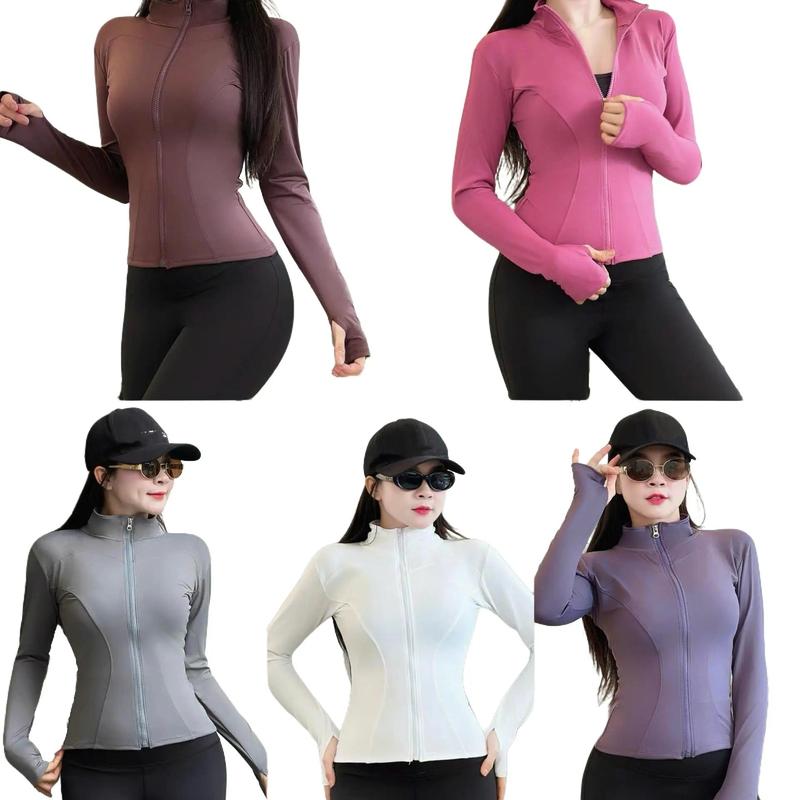 Áo khoác nữ tập gym yoga, áo khoác thun lạnh không nón ôm sát co giãn thấm hút mồ hôi size 40-70kg YLYSPORT A05 Trang Phục Đồng Sport Chạy Bộ