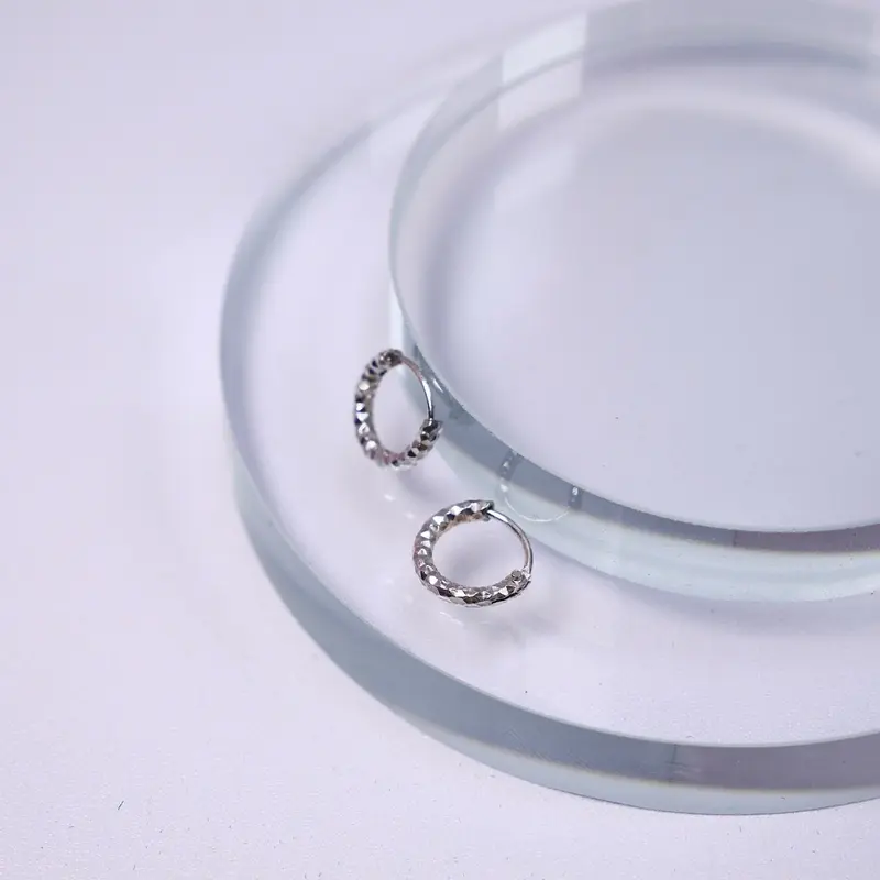 Bông khoen kim tuyến 0.8cm bạc 925 dành cho xỏ khuyên Silvery 2