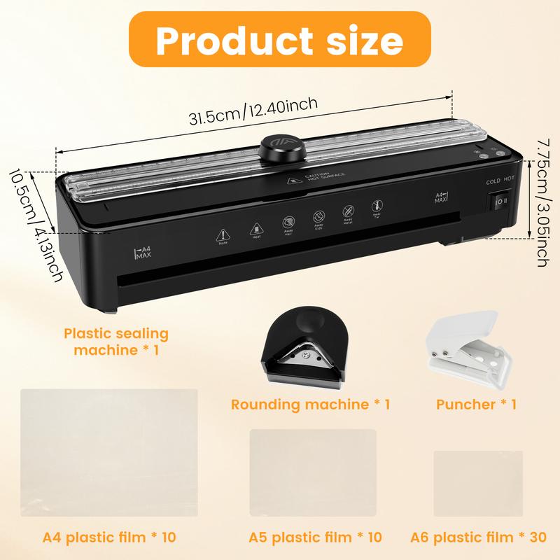 Product Introduction of Laminator Machine Kit 13 Inch Multifunctional Thermal Lamination Machine Safe A4 Office Laminator Household Laminator Machine with 50 Laminating Sheet for Home Office 4u162 26