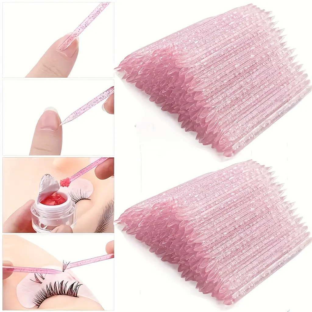 50/100/200pcs Pink Crystal Rod Nail Art Drill Stick Acrylic Double Head Push