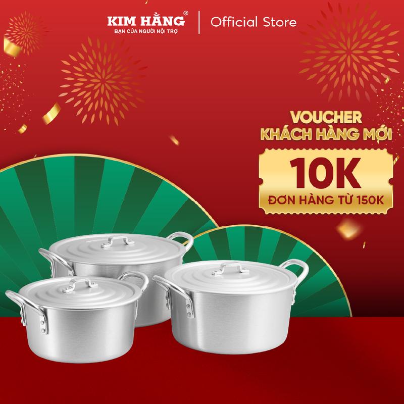 Bộ Nồi Nhôm KIM HẰNG ĐB Quai Tròn Xi Bóng T3 Nhỏ Size 16-18-20 - KHG0333 đồng vn