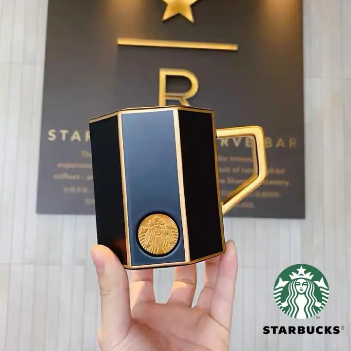 Starbucks Coffee Black Gold Section Stripes Ceramic Mug Coffee Cup Birthday  Gift Couple Present - TikTok Shop Malaysia