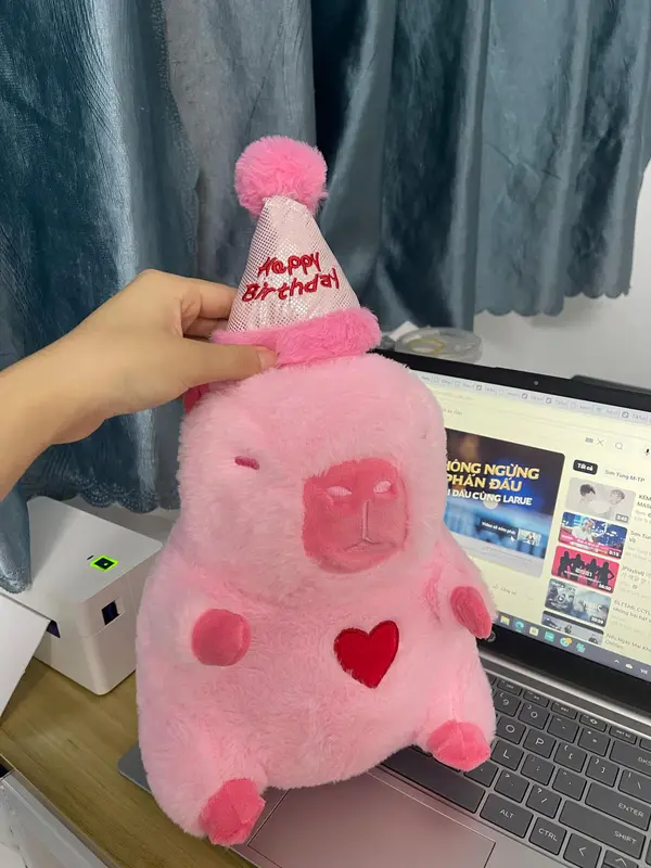 Gấu bông Sinh Nhật Có nhạc Gấu Bông Sinh Nhật Capybara Mũ Sinh Nhật Quà Tặng Ý Nghĩa Capybara Quà Tặng Dễ Thương 3