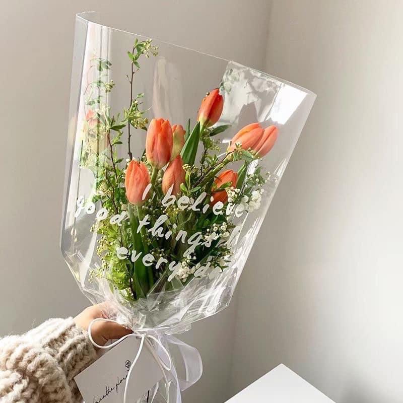 Giấy Kính Gói Hoa Trong Suốt Phong Cách Nhẹ Nhàng Combo 40 Tờ Kích thước 54 x 54cm