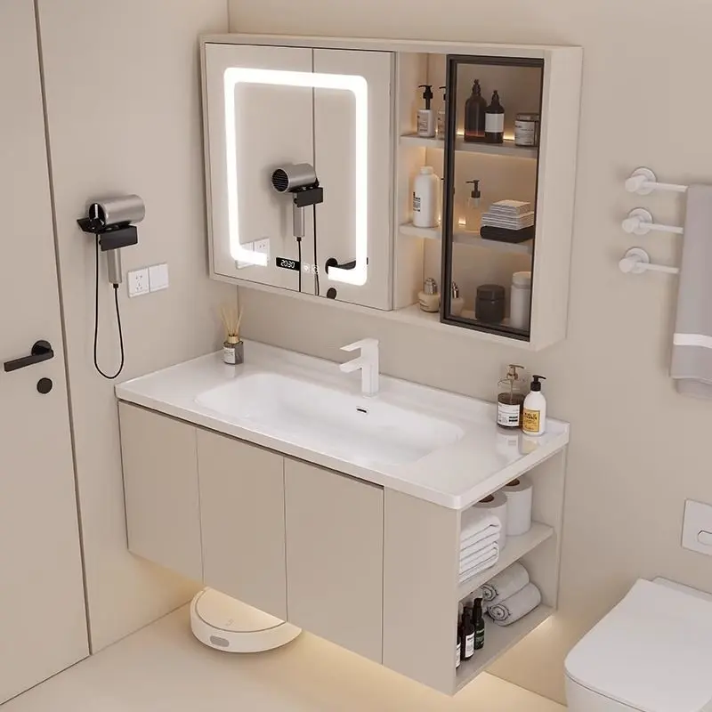 Ceramic Integrated Basin Bathroom Cabinet Toilet Sideboard Bathroom Sink Cabinet