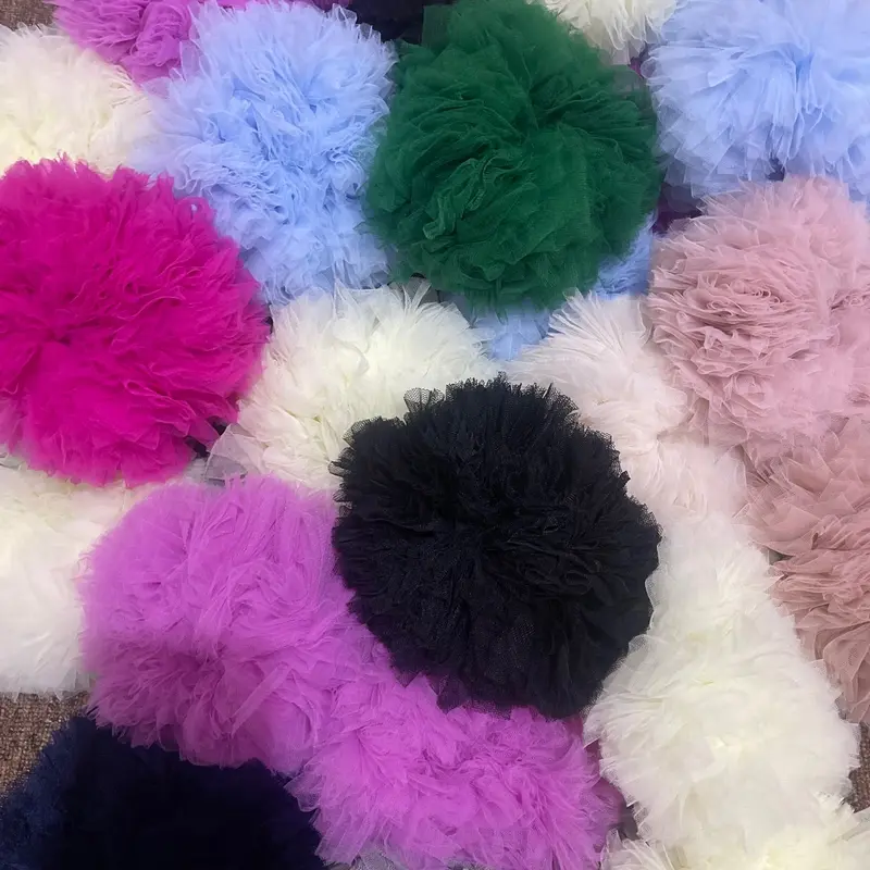 Cepolan viral anti pusing uk 20 bahan tile / scrunchie hijab bervolume kain toska cepol rambut Karet Kunciran tulle kream 4