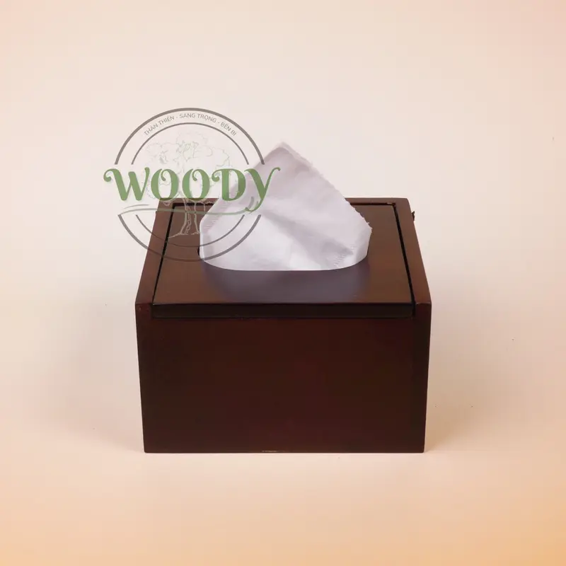 Hộp Đựng Khăn Giấy Vuông Bằng Gỗ Tần Bì Tự Nhiên - Đồ Gỗ Woody 3