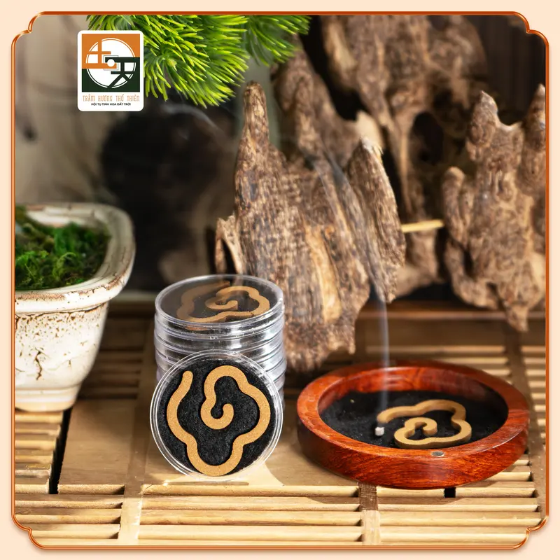 Nhang Trầm Hương Vân Mây Cao Cấp (10 Khoanh) - Tặng Bộ Trải Nghiệm Nụ Trầm Cao Cấp - Trầm Hương Thổ Thiên, Hương Thơm Tự Nhiên, Chất Liệu Cao Cấp - Dầu Thơm Phòng, Nước Hoa 1