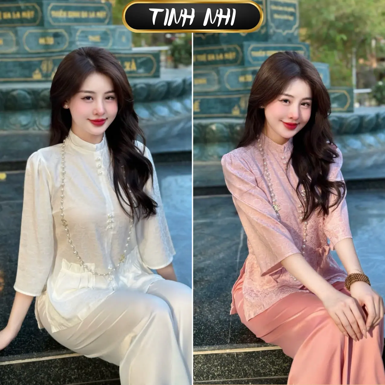 Đồ lam đi lễ tiểu thư cổ tàu túi tiền Tinh Nhi PP162 Nhung Nữ Women Top Áo