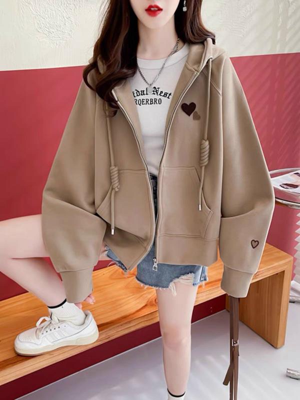 Áo Khoác Hoodie Form Rộng Nón 2 Lớp Thêu Hình Trái Tim Đôi Cực Xinh 1