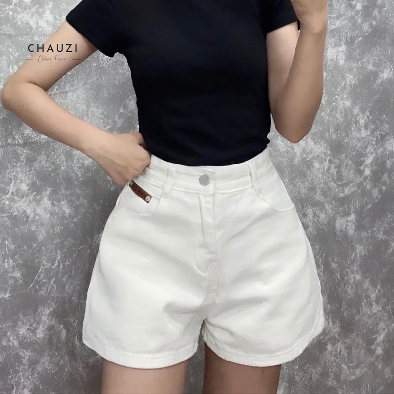 Quần Short Nữ  Kaki  Lưng  Cao Form A Chauzi Năm Màu Trắng Đen Be Hồng Xanh QD250 Women Kem Pants