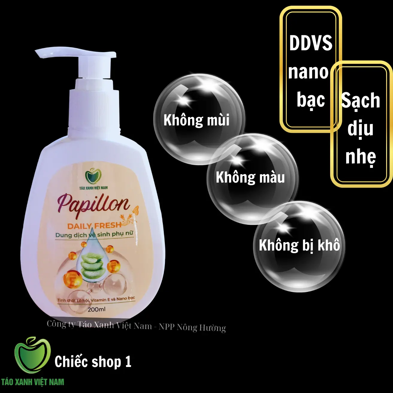 Dung dịch vệ sinh Nano Bạc Papillon, làm sạch dịu nhẹ